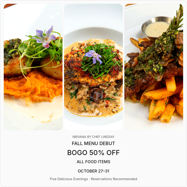 Our Famous Fall Menu Debut Is Back! BOGO 50% OFF!